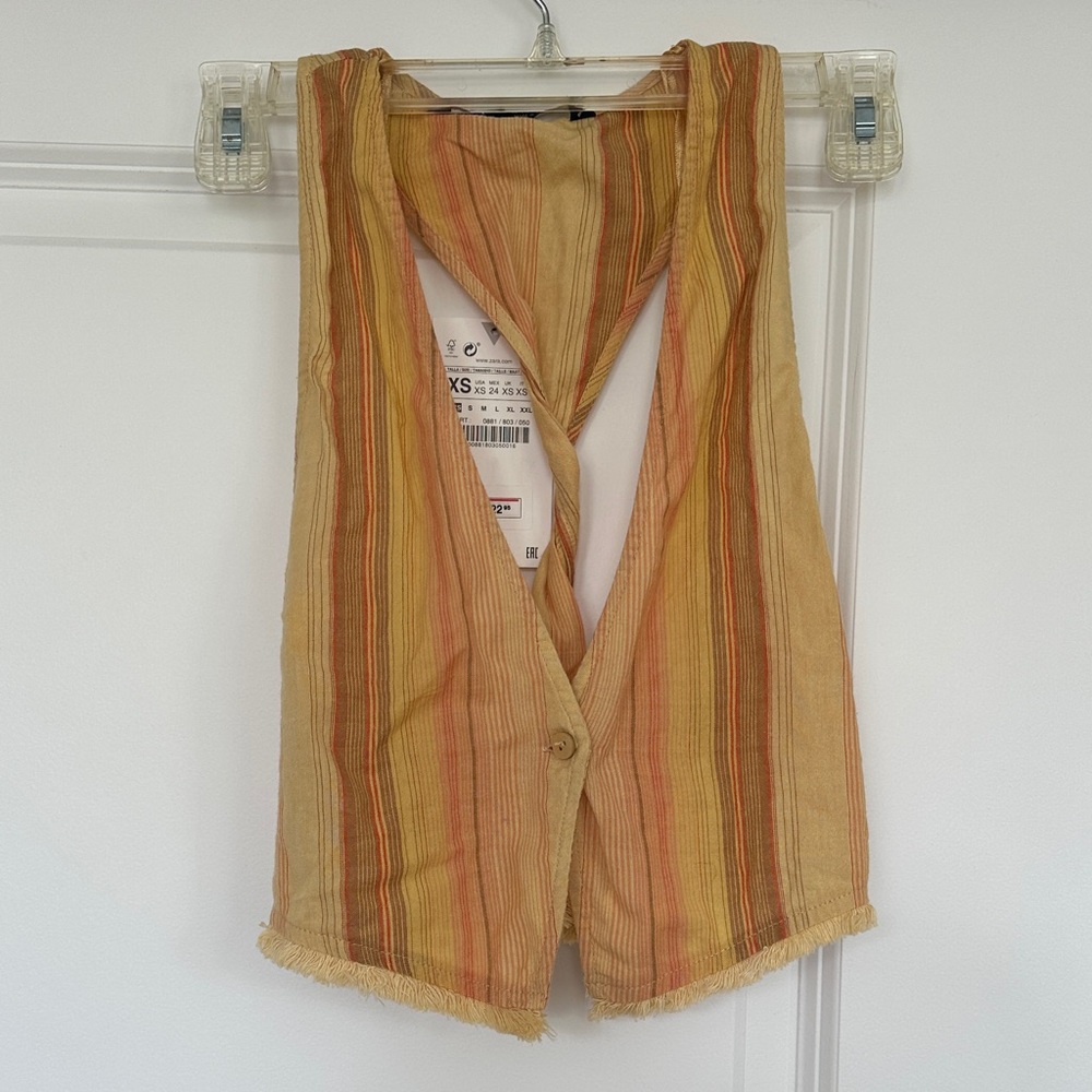 Zara Striped Yellow and Tan Women's Shorts Vest